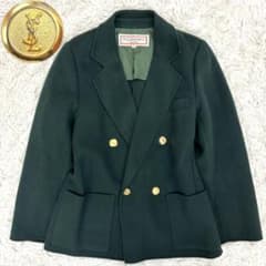 Yves Saint Laurent　テーラードジャケット　M　ダブル　金ボタン　キュプラ