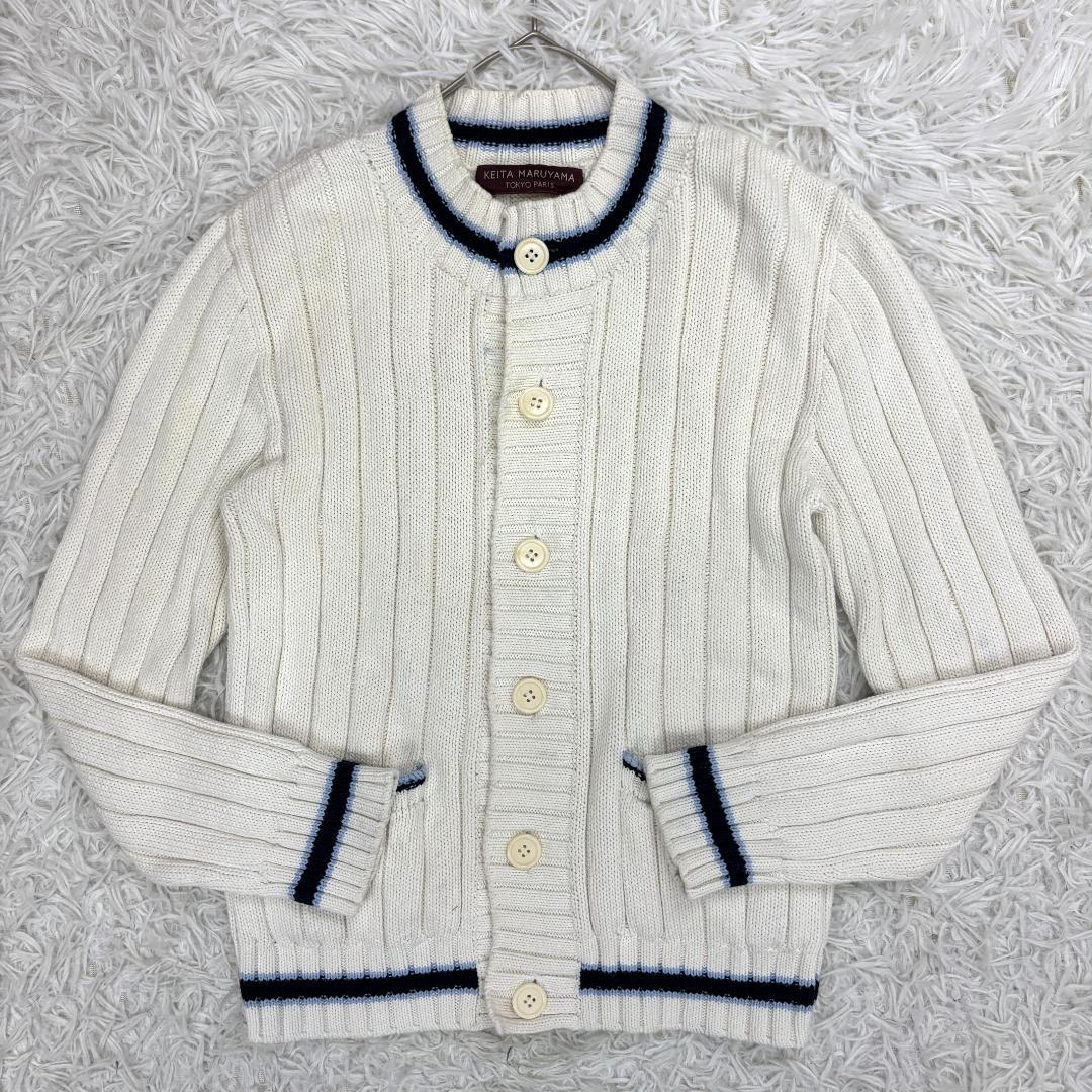 KEITA MARUYAMA　カーディガン　M　綿100　青黒ストライプ