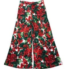 DOLCE & GABBANA　ゼラニウム柄　シルク100％　エレガント　ワイドパンツ　リラックス