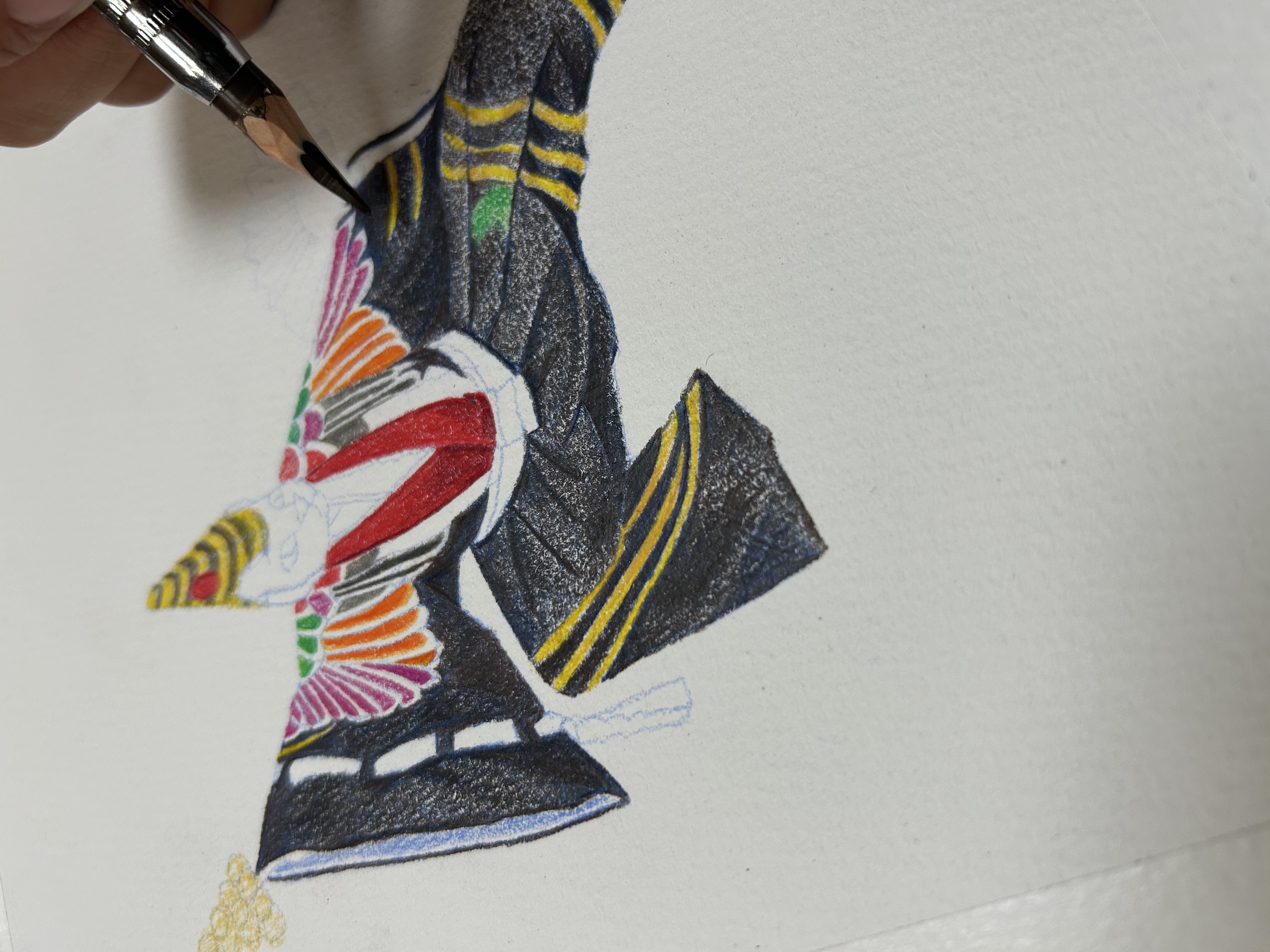 『初春展』に向けて、和風な猫さんを色鉛筆で制作中です|vol.5