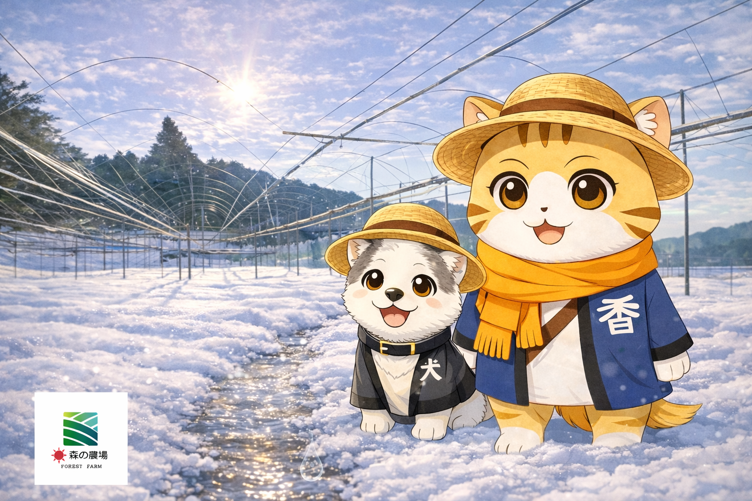 雪が、春のぶどうを育てています。