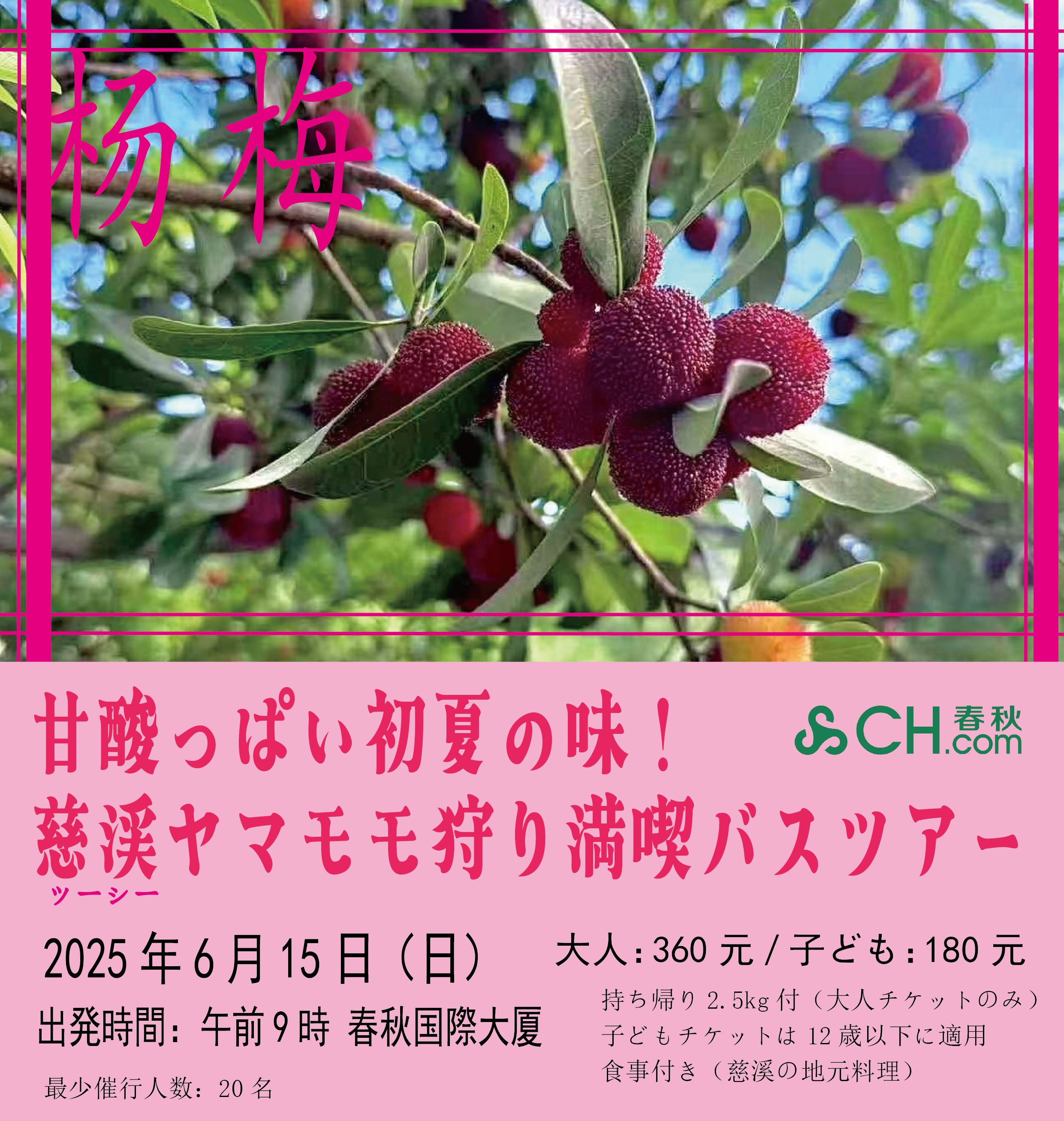 6月15日出発  慈溪ヤマモモ狩り満喫バスツアー