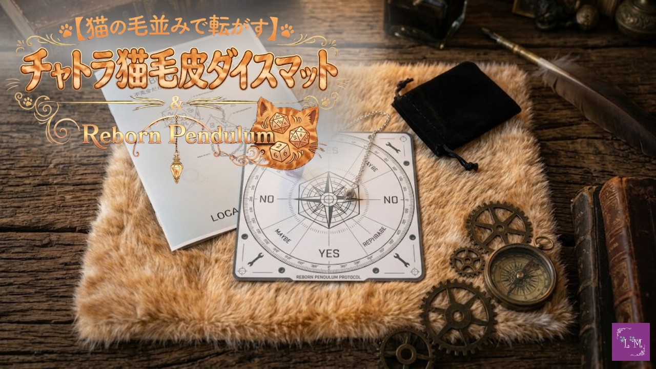 【猫の毛並みで転がす】チャトラ猫毛皮ダイスマット＆Reborn Pendulum