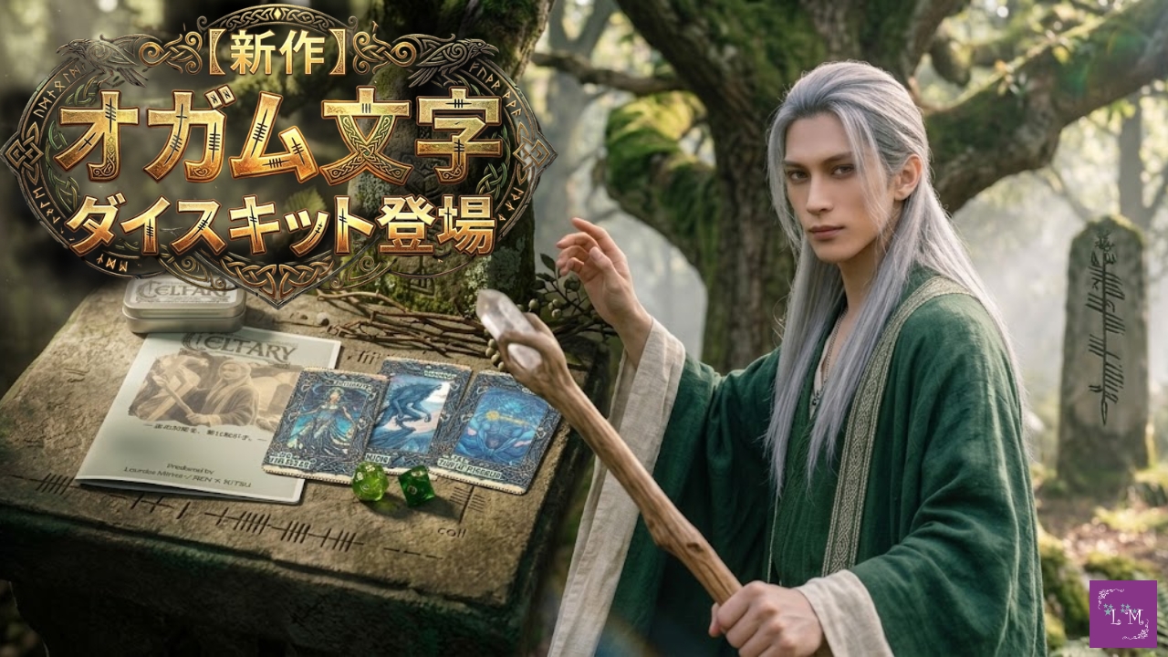【新作】知る人ぞ知るオガム文字のダイス占いキット登場｜ケルタリー＆モンスター図鑑ルノルマン
