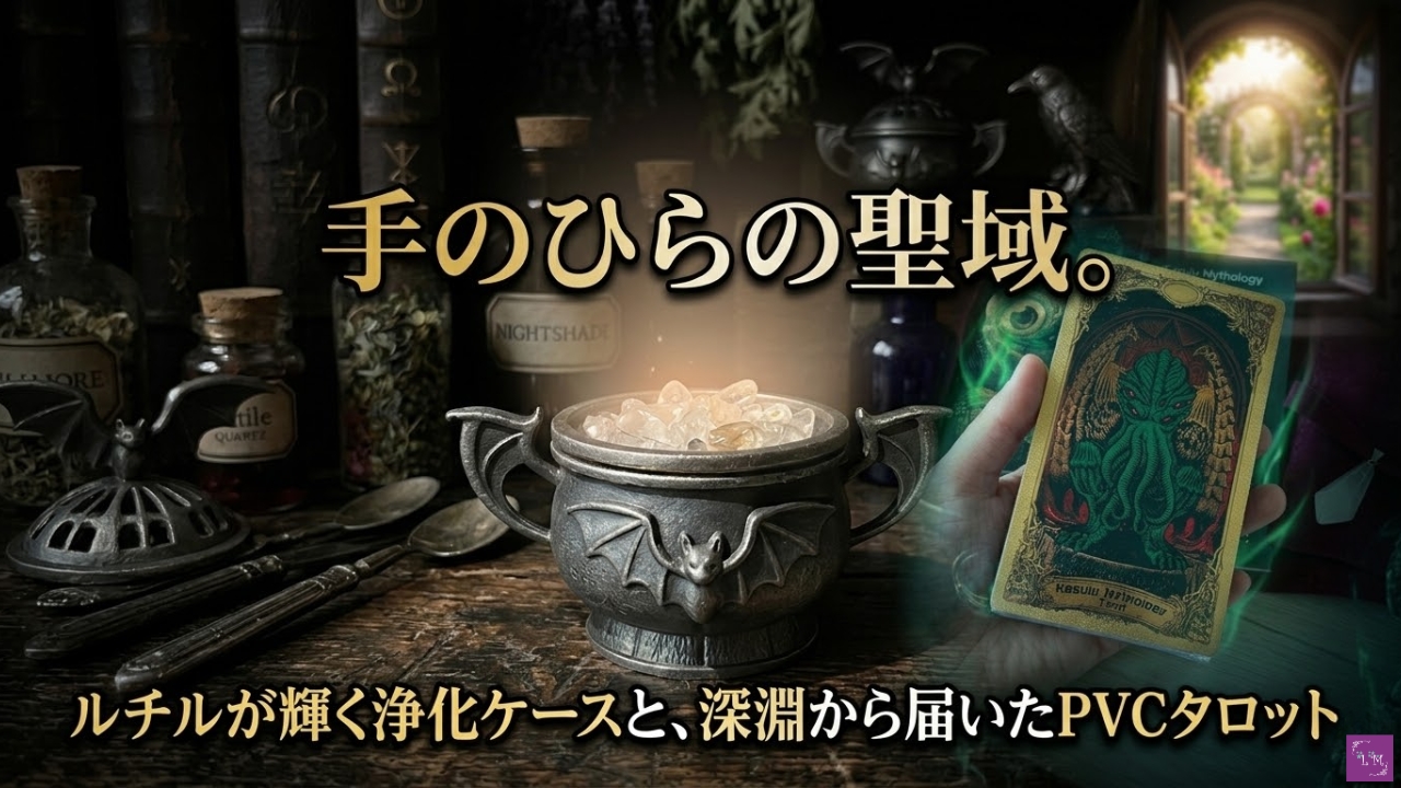 【手のひらの聖域。ルチルが輝く浄化ケースと、深淵から届いたPVCタロット】