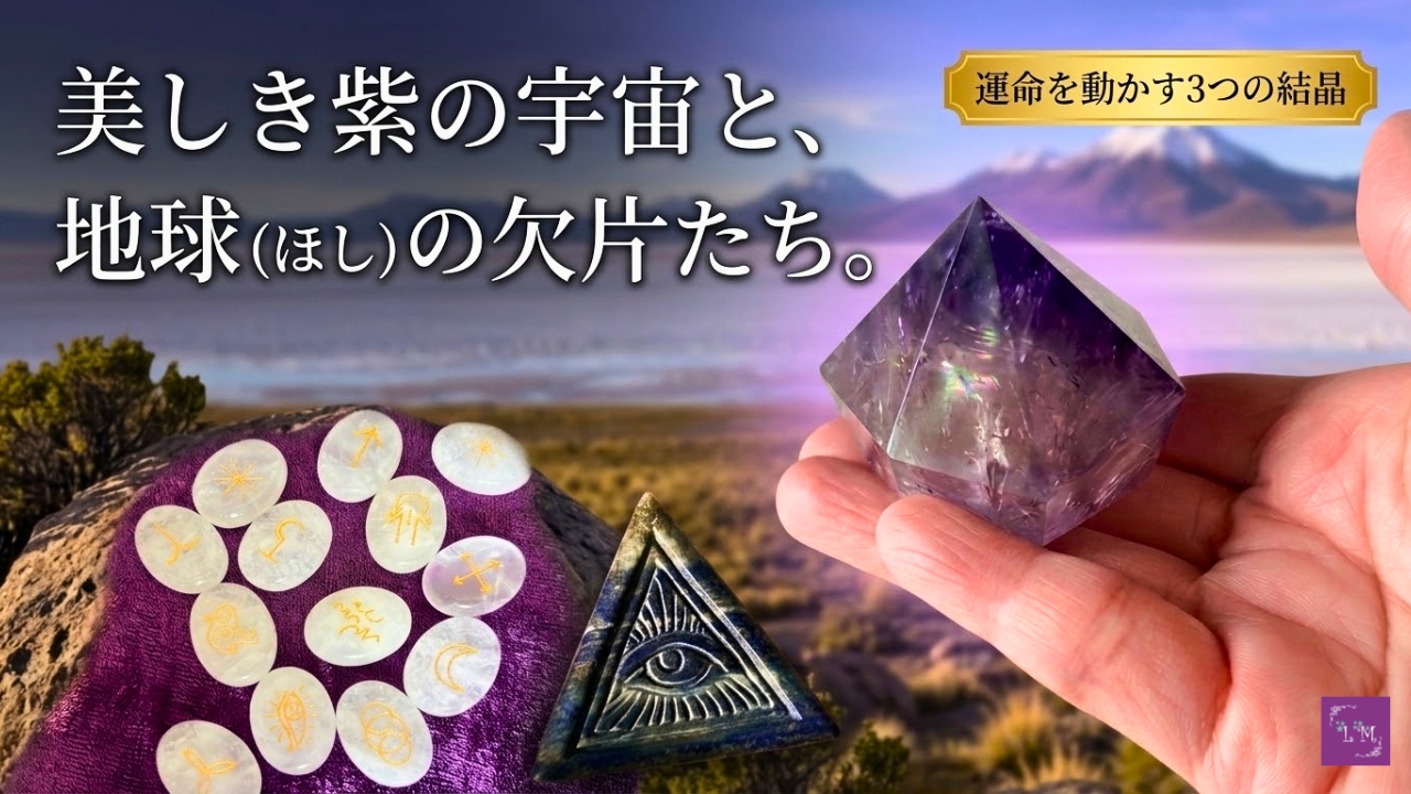 美しき紫の宇宙と、地球（ほし）の欠片たち。運命を動かす3つの結晶。