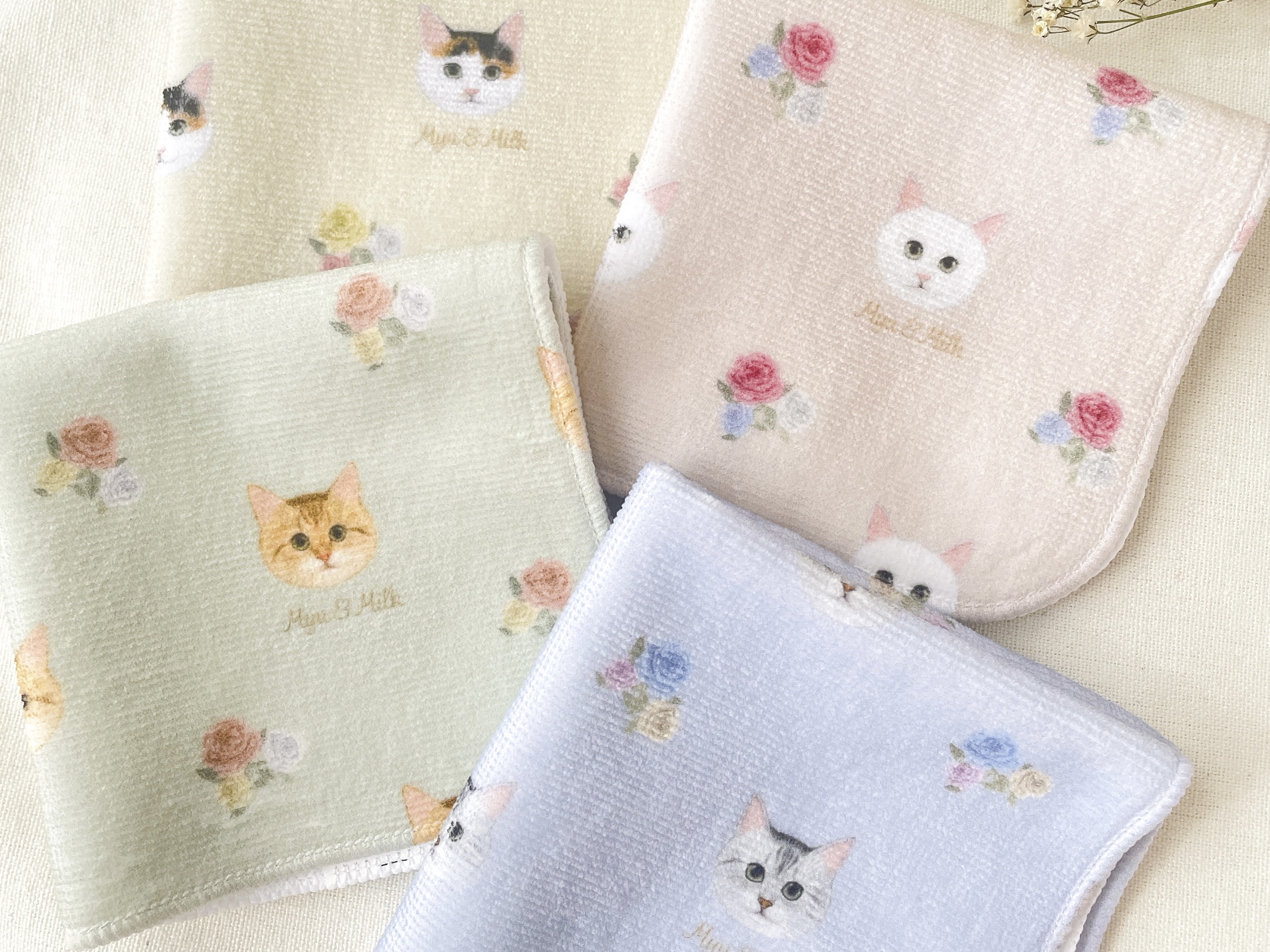 【New】『猫と薔薇のハンカチタオル』を販売開始しました🐈🌹