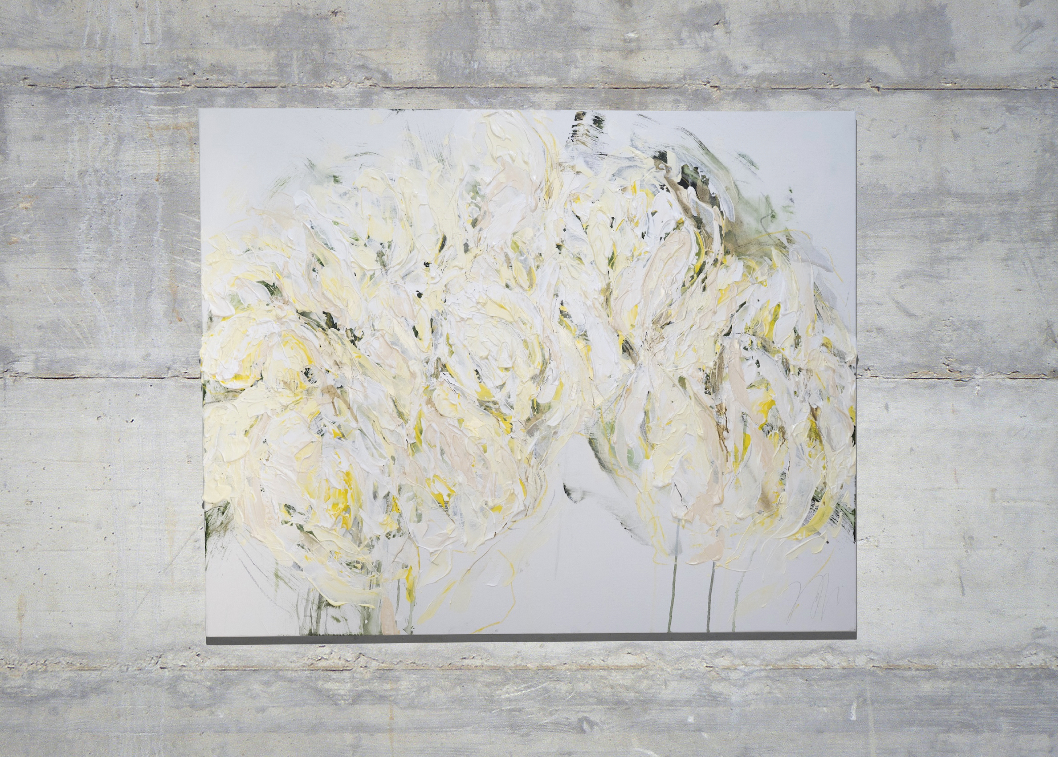 新作 抽象的に描いた黄色い花の現代アート作品 "Flowers"　加わりました！