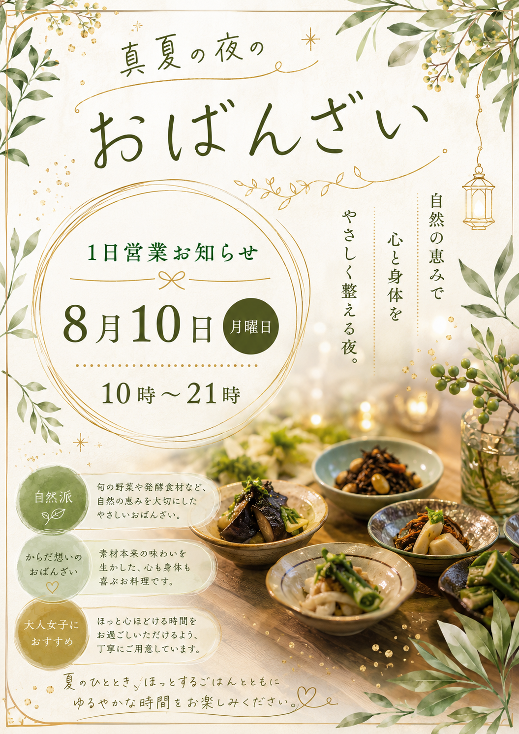 8月10日は真夏の夜のおばんざい🌉