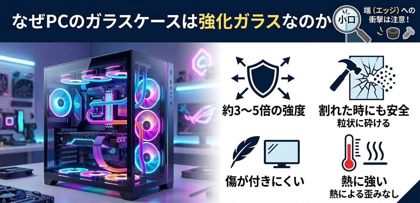 なぜPCのガラスケースは強化ガラスなのか