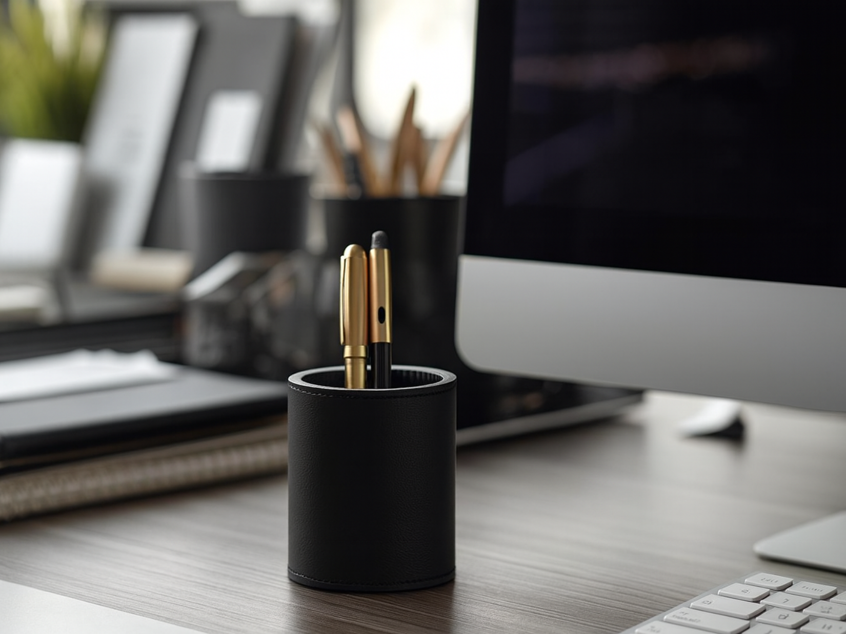 本革ペンスタンドでデスクが片付く|イタリア革職人が仕上げる大人のデスクアイテム