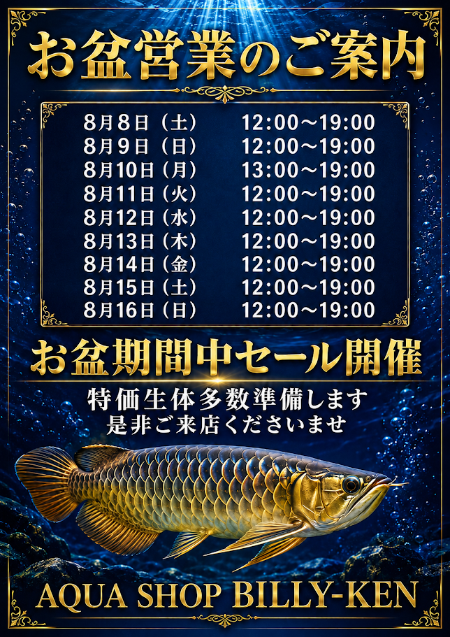 8/8UP　◆お盆期間中営業案内◆