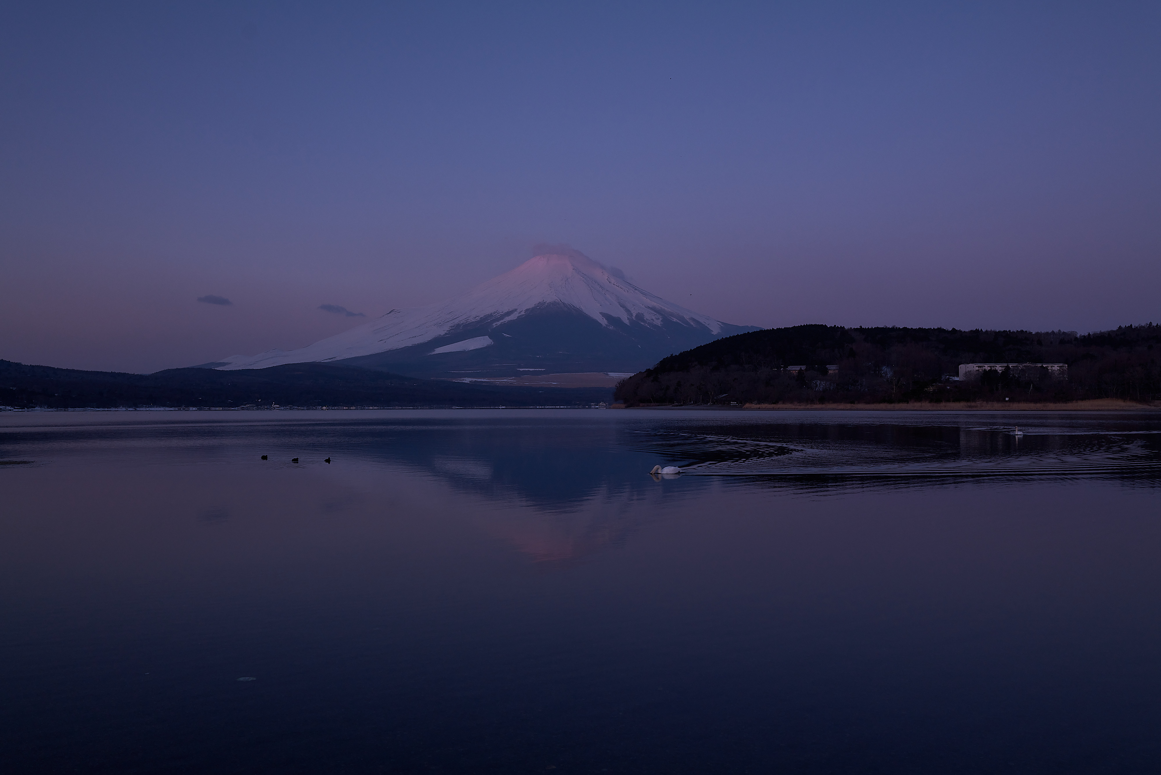 寂静を映す — 湖畔の富士