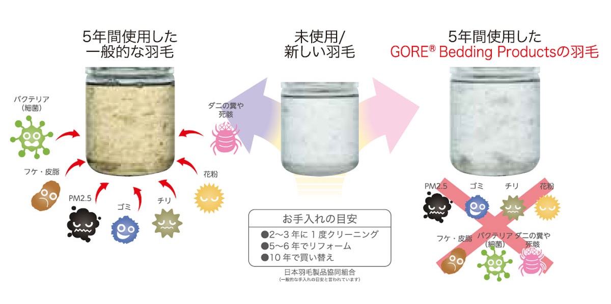 5年後の羽毛布団、中身を見たことがありますか？ゴア羽毛布団が「ずっと真っ白」な理由。