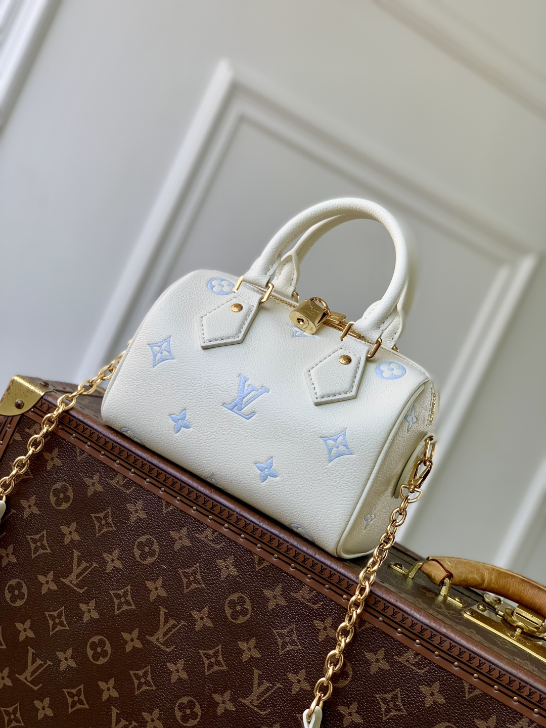 ルイヴィトンコピー【M28314】モノグラム･ミルキーホワイト/ブルー スピーディ･バンドリエール