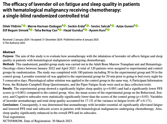 ラベンダー精油は、がん患者の“睡眠”と“疲労”に本当に効くのか？