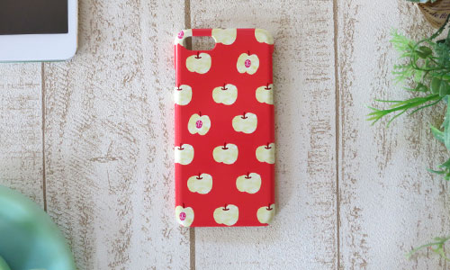 パッと目を引く赤いスマホケース【りんごの季節】iPhone8対応！スマートフォンケース