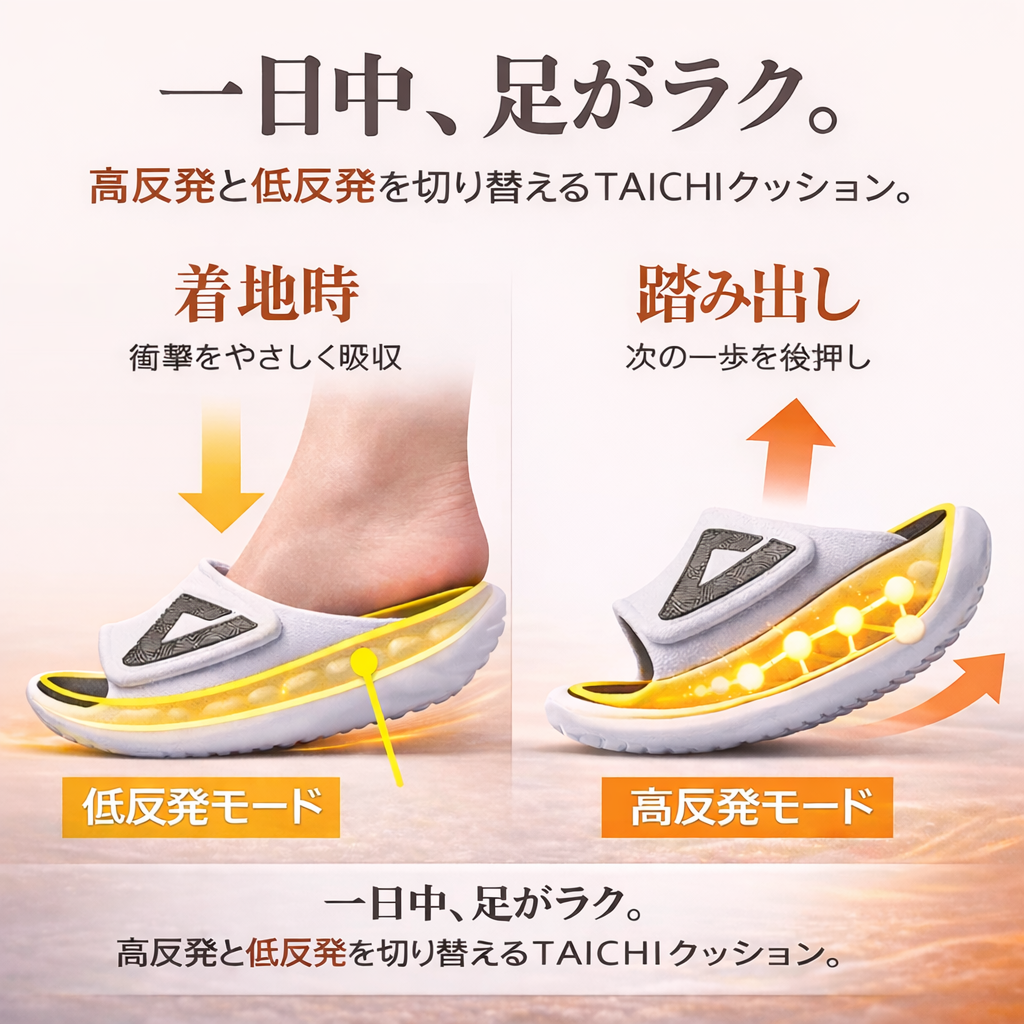 「履いた瞬間、常識が崩れる。」 独自素材 TAICHI（タイチ）搭載