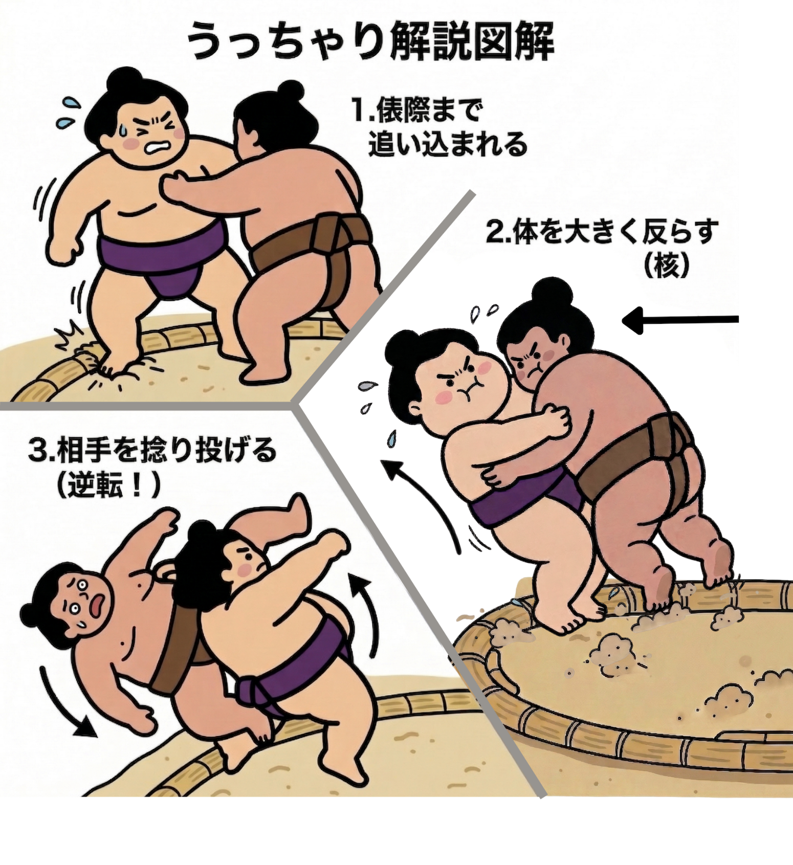 土俵際の奇跡「うっちゃり」とは?語源から伝説の逆転劇まで徹底解説