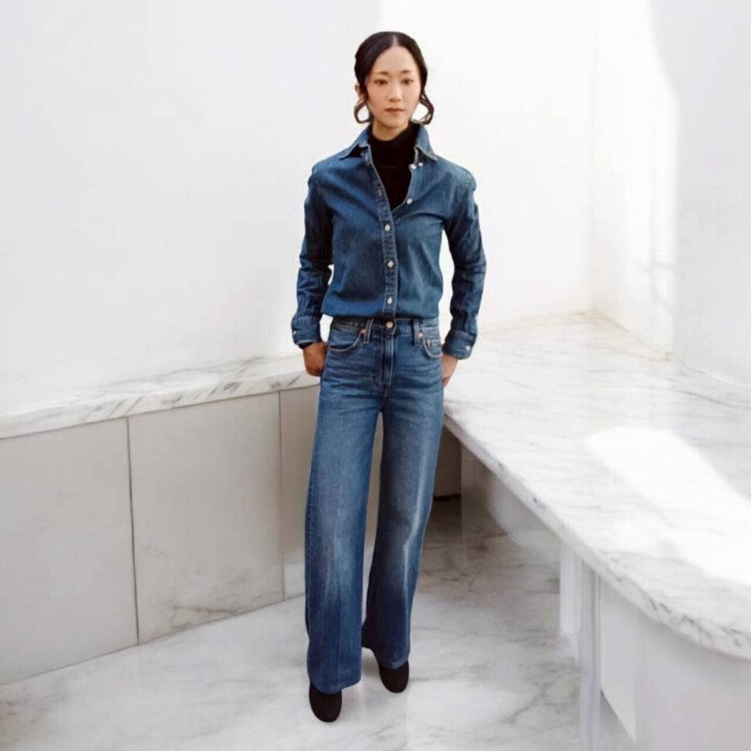 スタッフコーデ／きれいめに仕上げたデニムONデニム／定番白シャツコーデ集