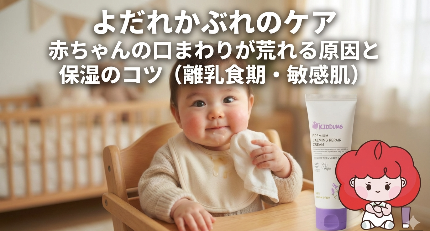 よだれかぶれのケア|赤ちゃんの口まわりが荒れる原因と保湿のコツ(離乳食期・敏感肌)