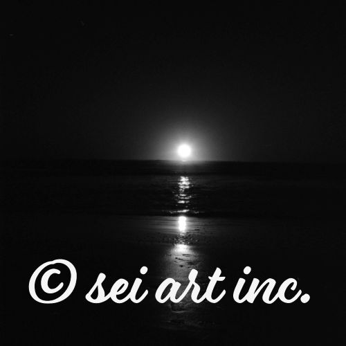 海と太陽（モノクロ）