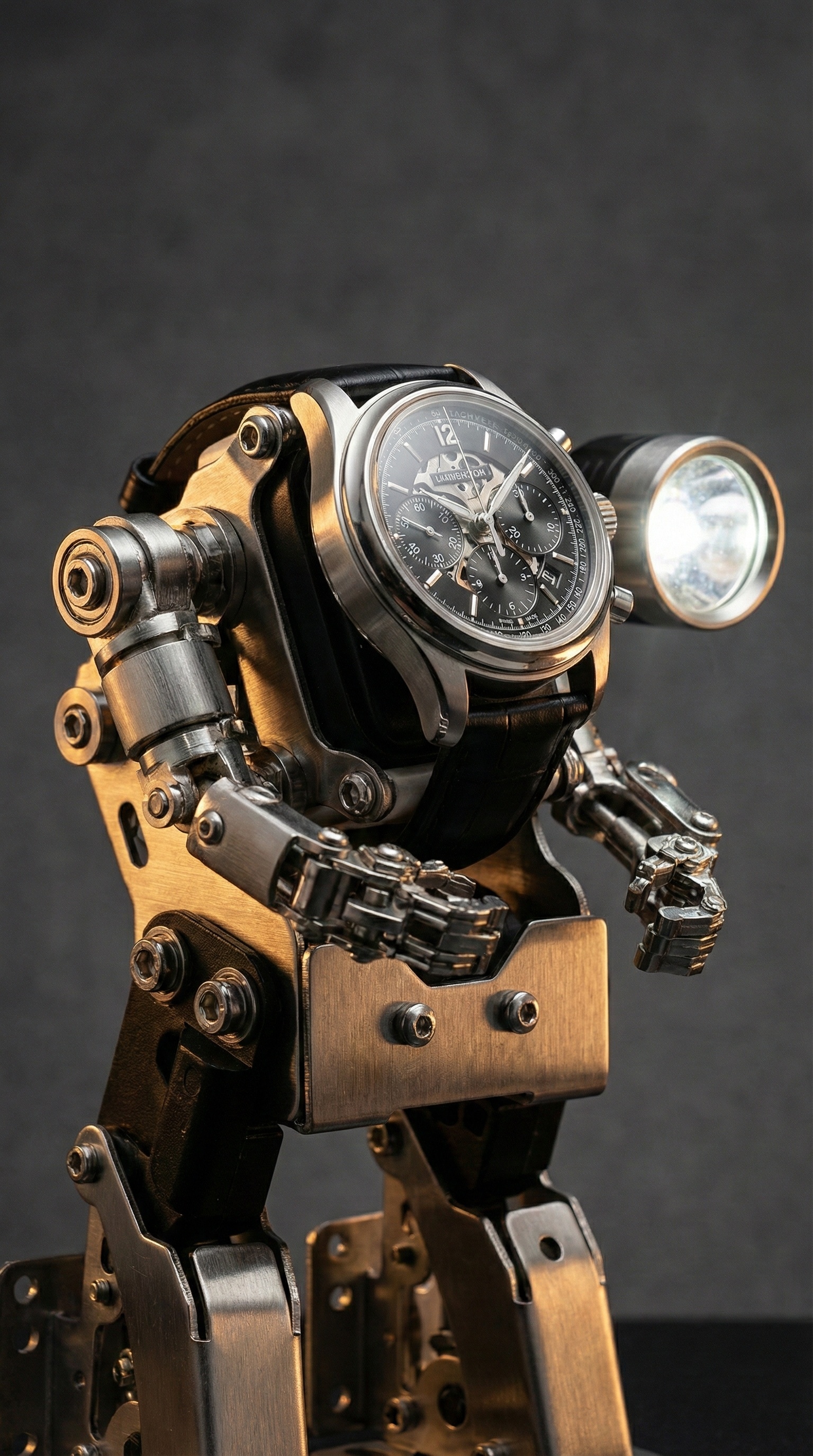 自ら時の機械生命を吹き込め！フルメタル組み立て、卓上腕時計＆イヤホンケースベース「クロノボット」