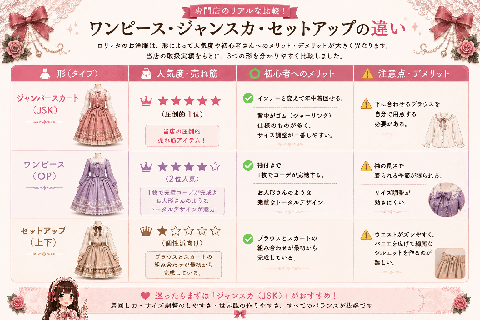 ロリィタのセットアップは初心者でも使いやすい?失敗しない選び方と売れ筋の裏事情