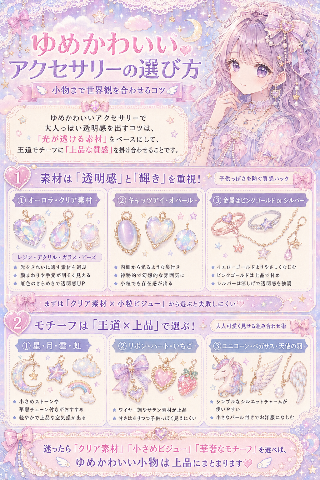 ゆめかわいいアクセサリーの選び方|小物まで世界観を合わせるコツ