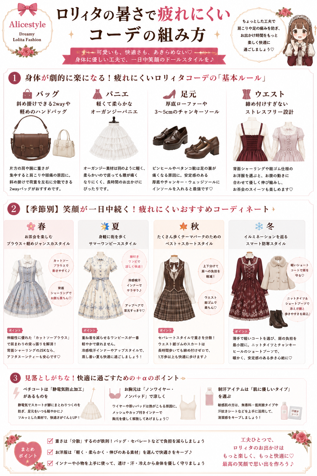 ロリィタの暑さで疲れにくいコーデの組み方!春夏秋冬の快適ドールスタイル