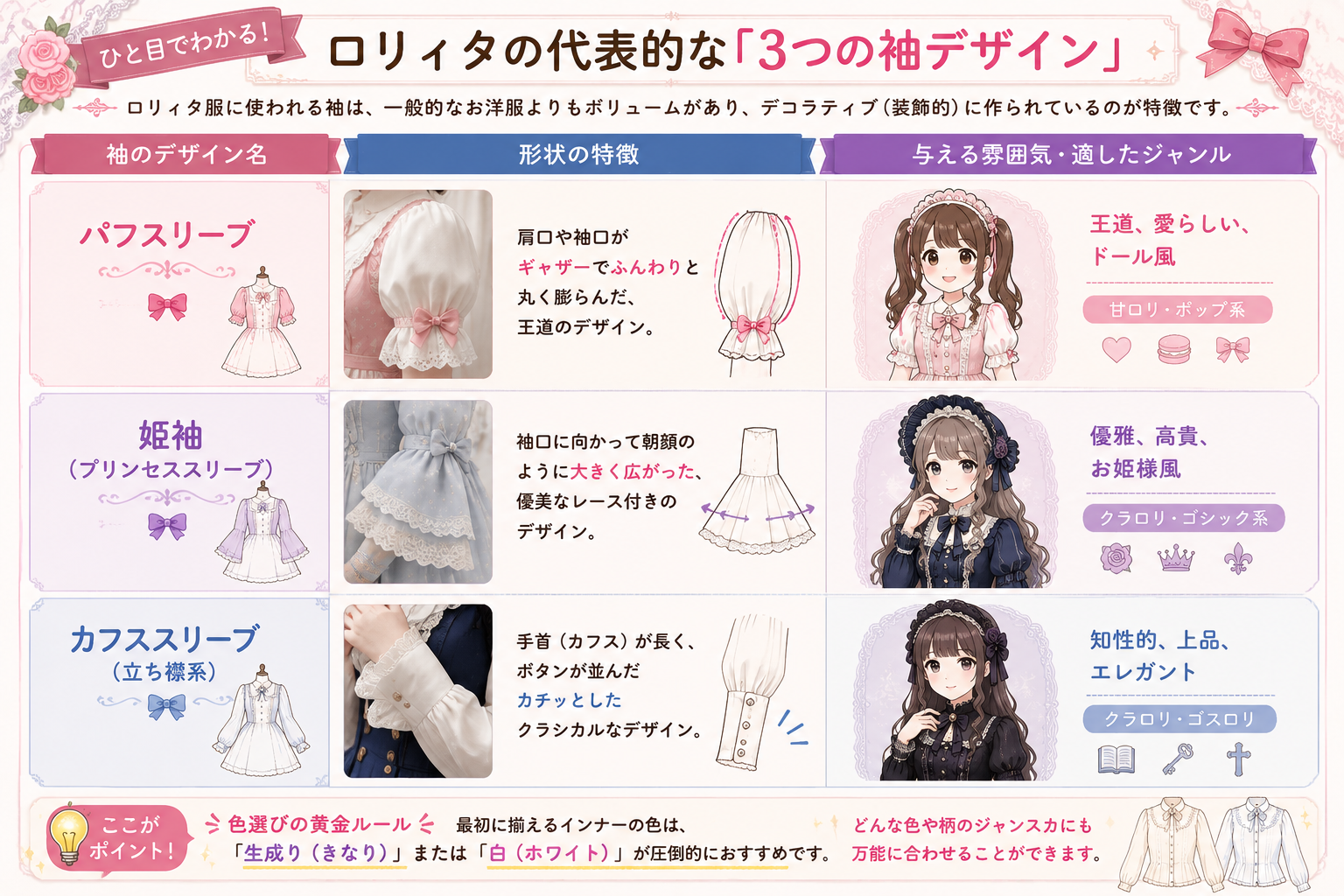 ロリィタ服の袖デザインで雰囲気はどう変わる?王道スリーブの選び方