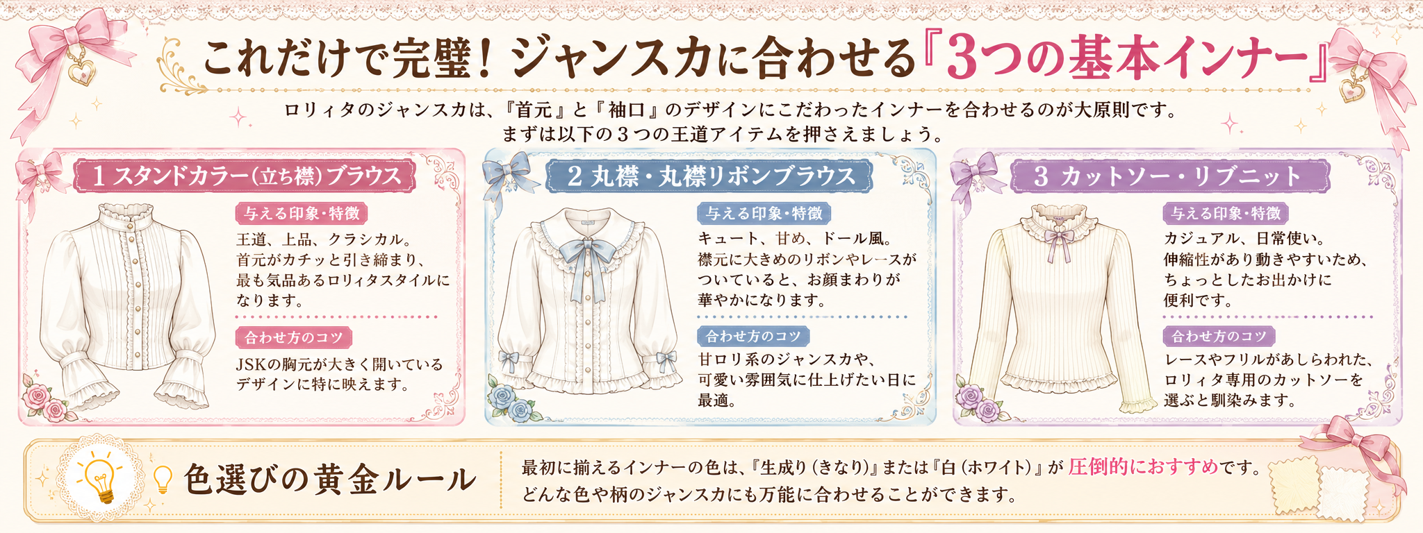 ロリィタのジャンスカは何に合わせる?初心者向け基本の組み合わせガイド
