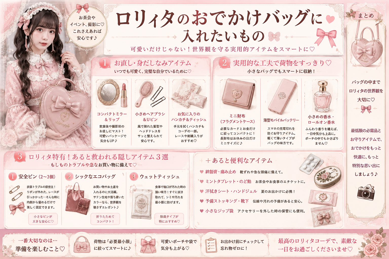 ロリィタのおでかけバッグに入れたいもの！写真映えと楽しさを守る持ち物リスト