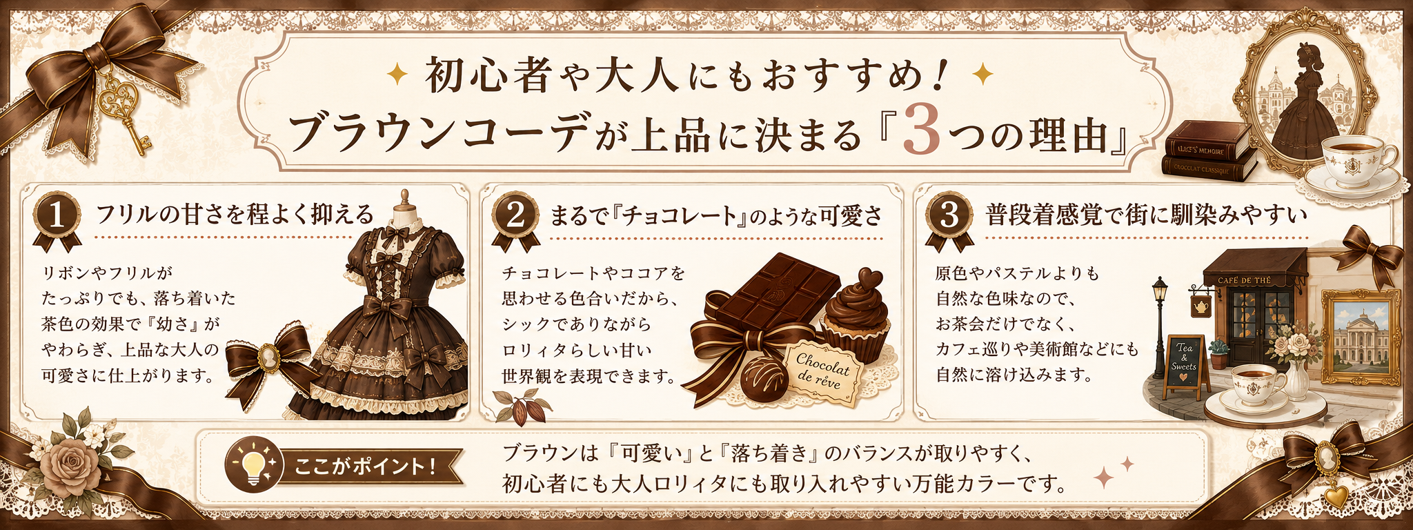 ロリィタのブラウンコーデは大人っぽく着られる?上品なクラシカルスタイルのコツ