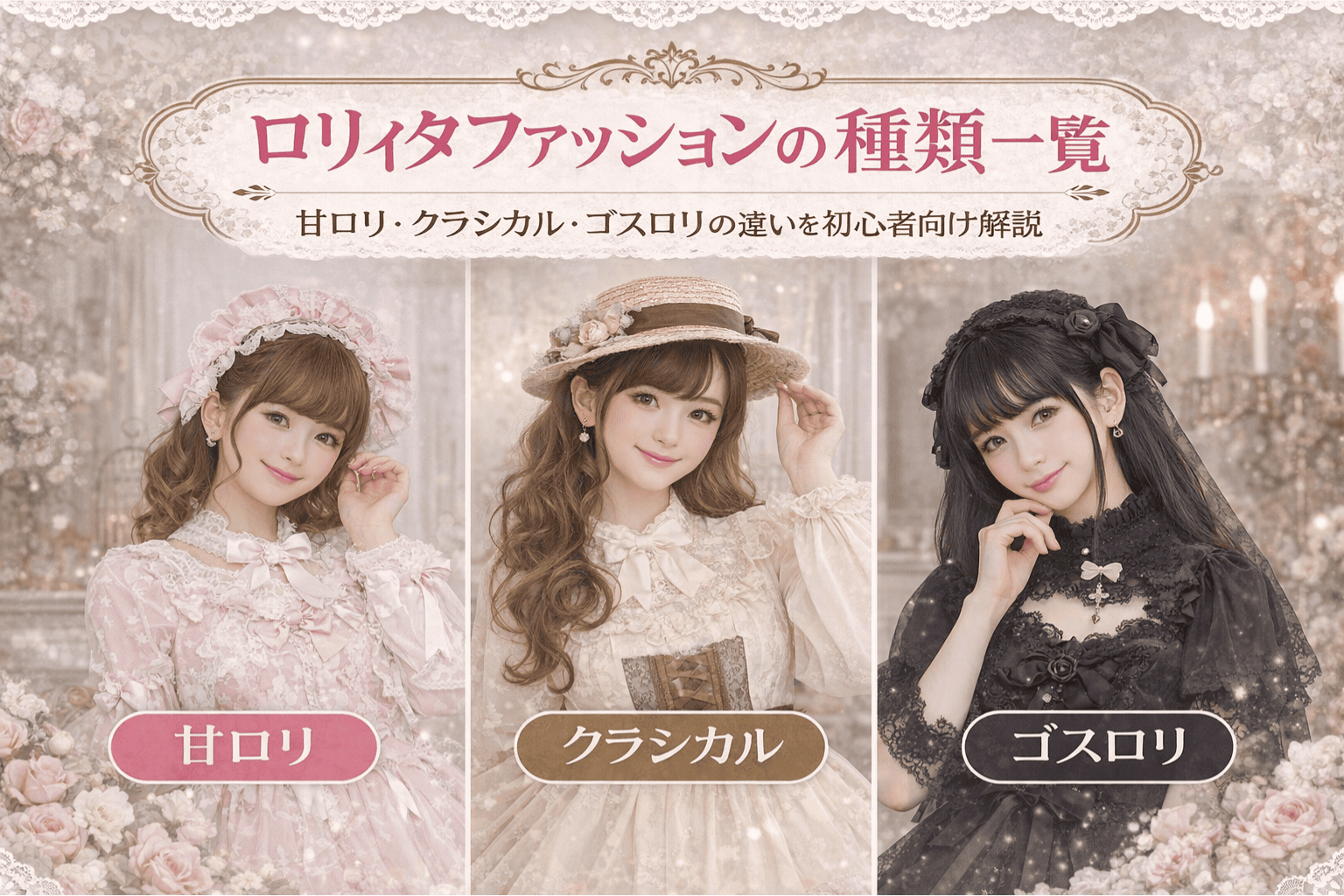 ロリィタファッションの種類一覧｜甘ロリ・クラシカル・ゴスロリの違い解説