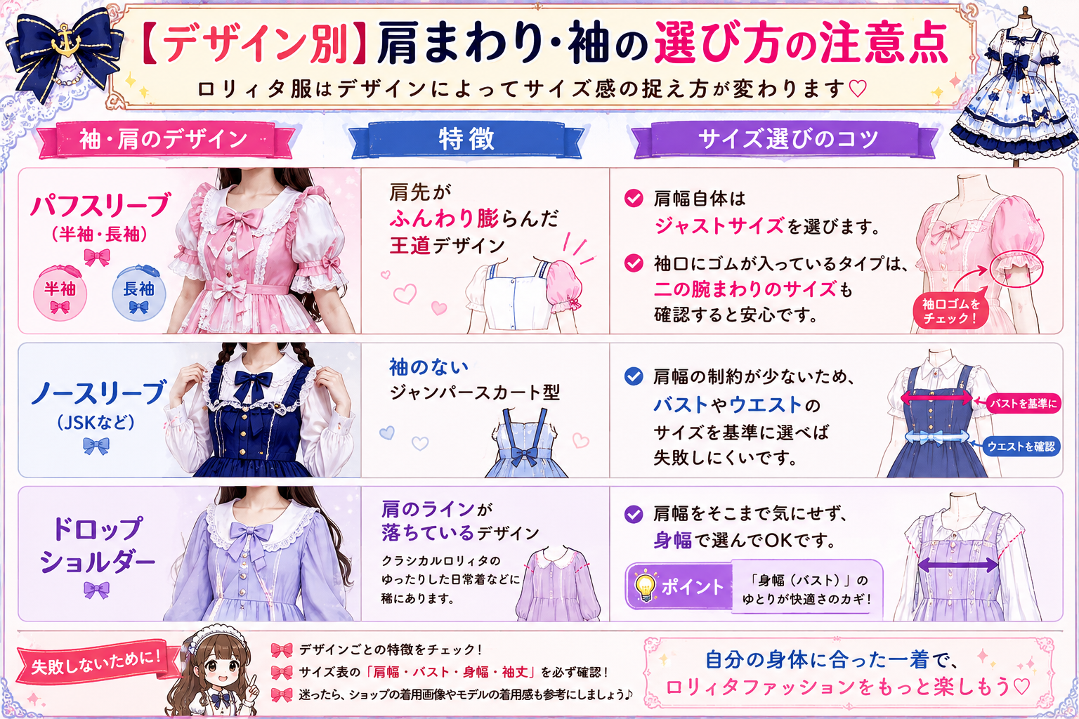 ロリィタ服の肩幅・肩まわりの選び方|通販で見落としがちな確認ポイント