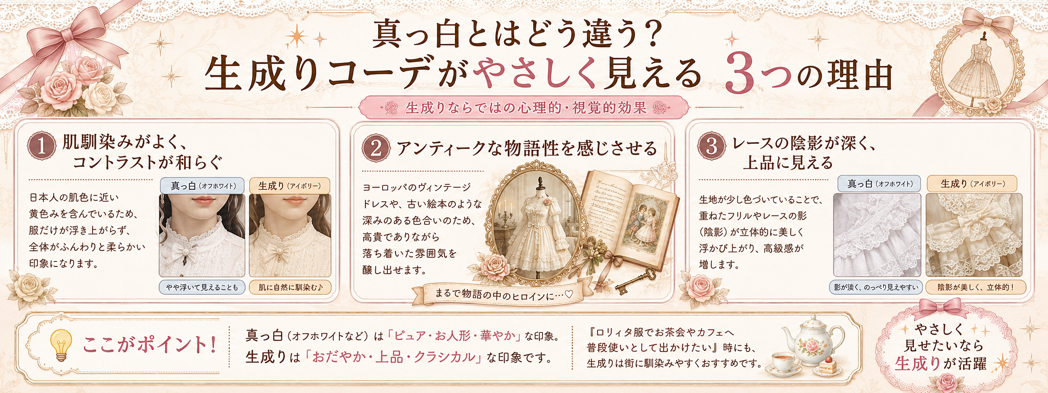 ロリィタの生成りコーデがやさしく見える理由|アンティーク風に着こなすコツ