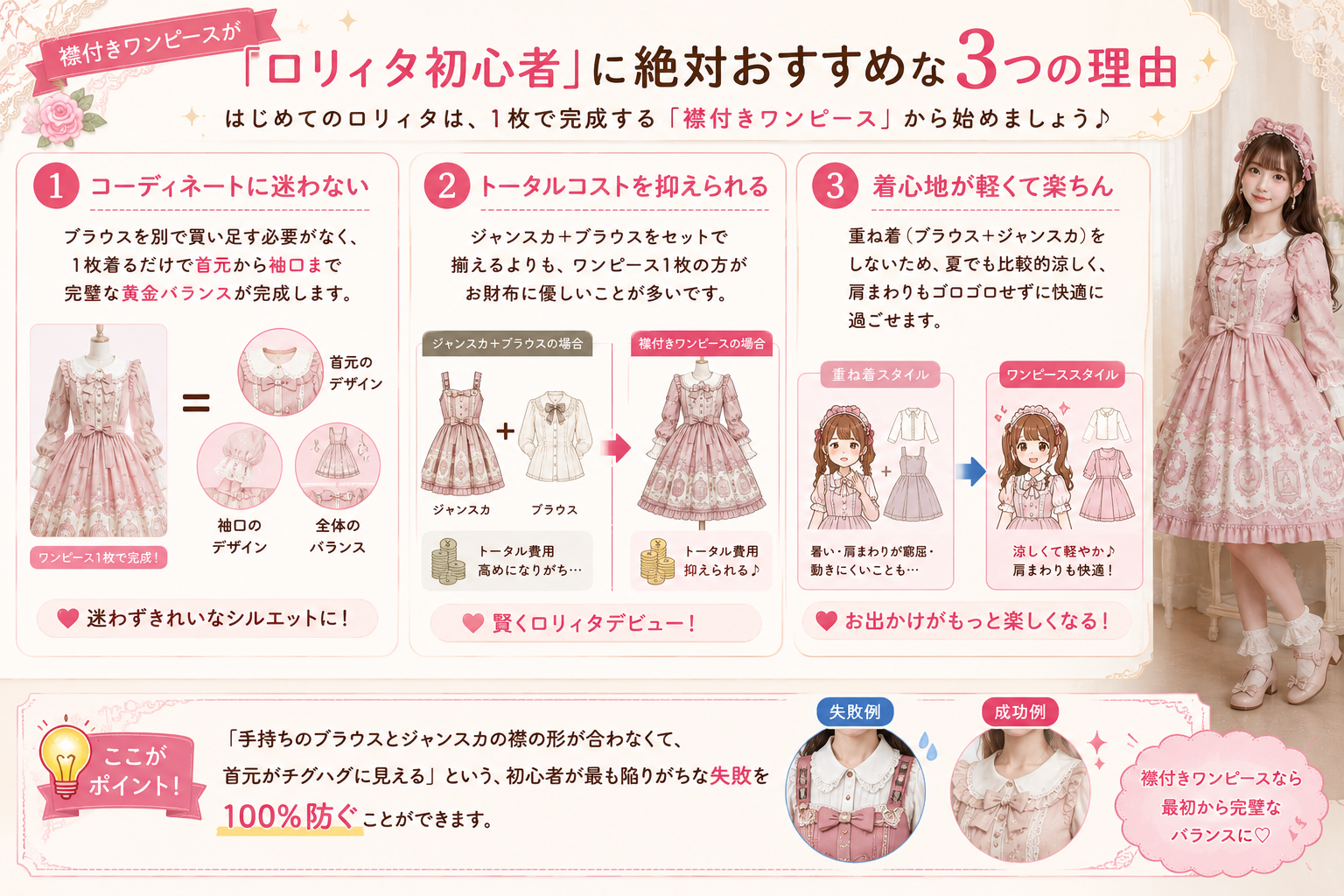 ロリィタの襟付きワンピースは初心者向き?1枚で決まる魅力と失敗しない選び方