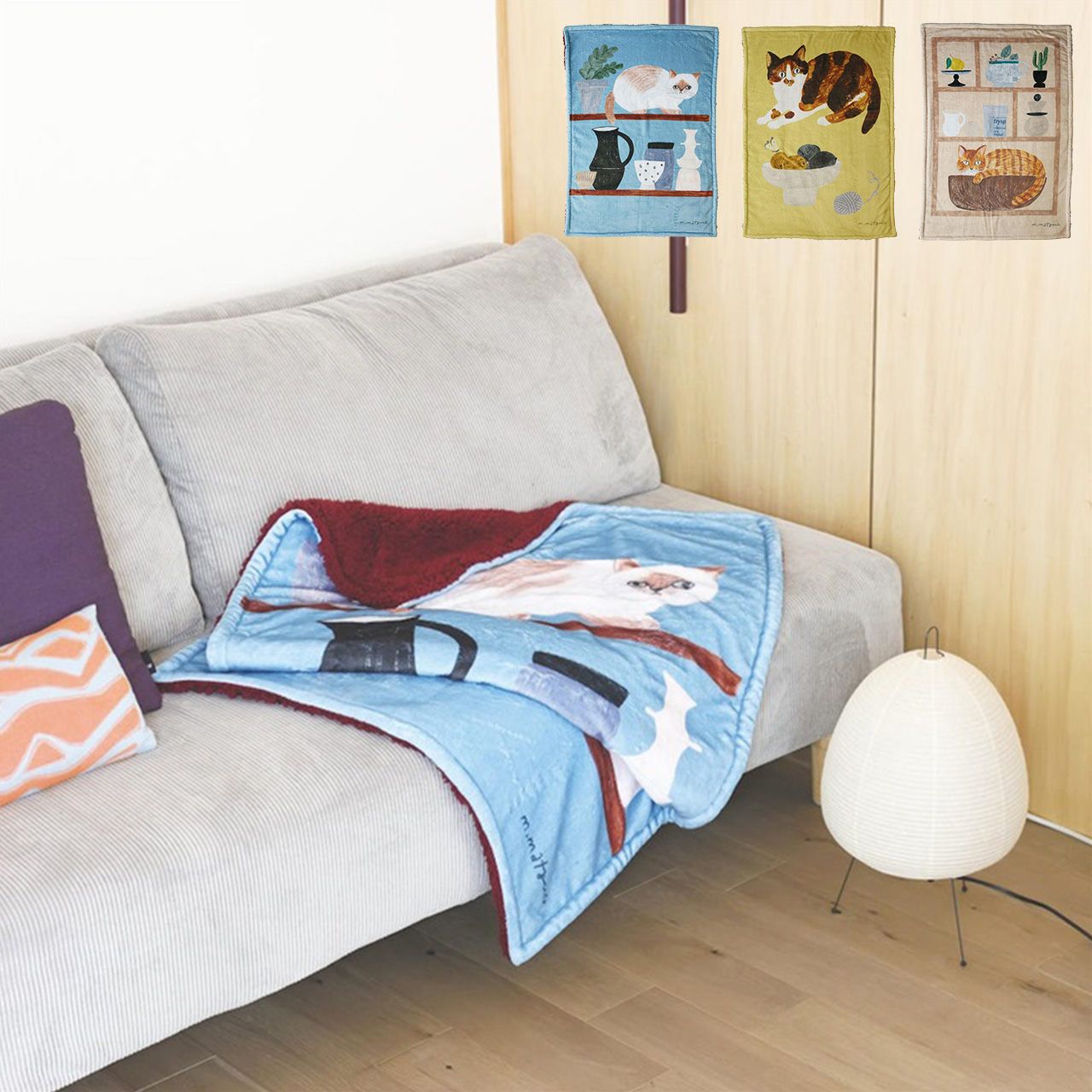 ふわふわであったか♡ 松尾みゆきさんの描く猫の絵画がそのままブランケットになりました♪