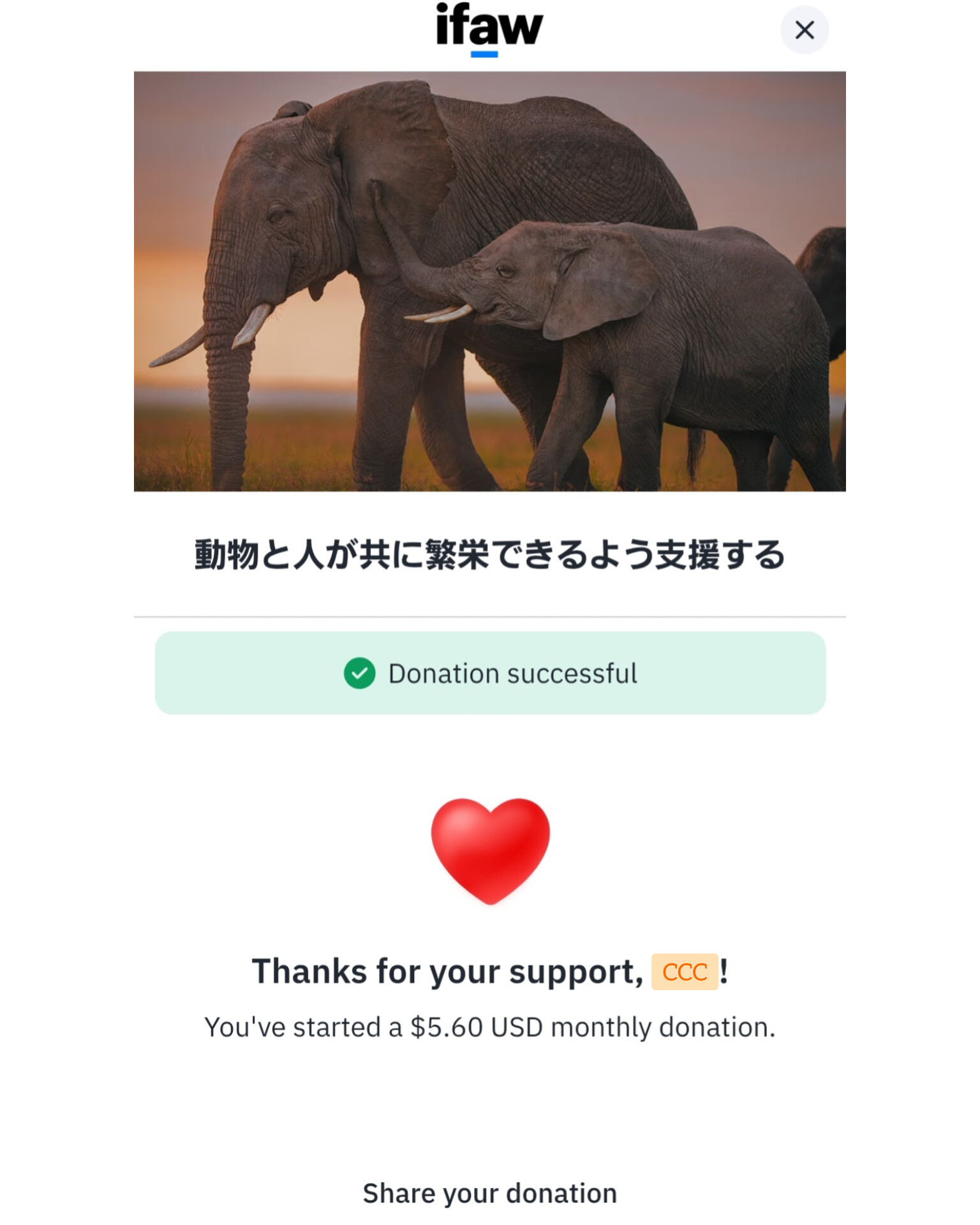 11月の寄付を行いました！