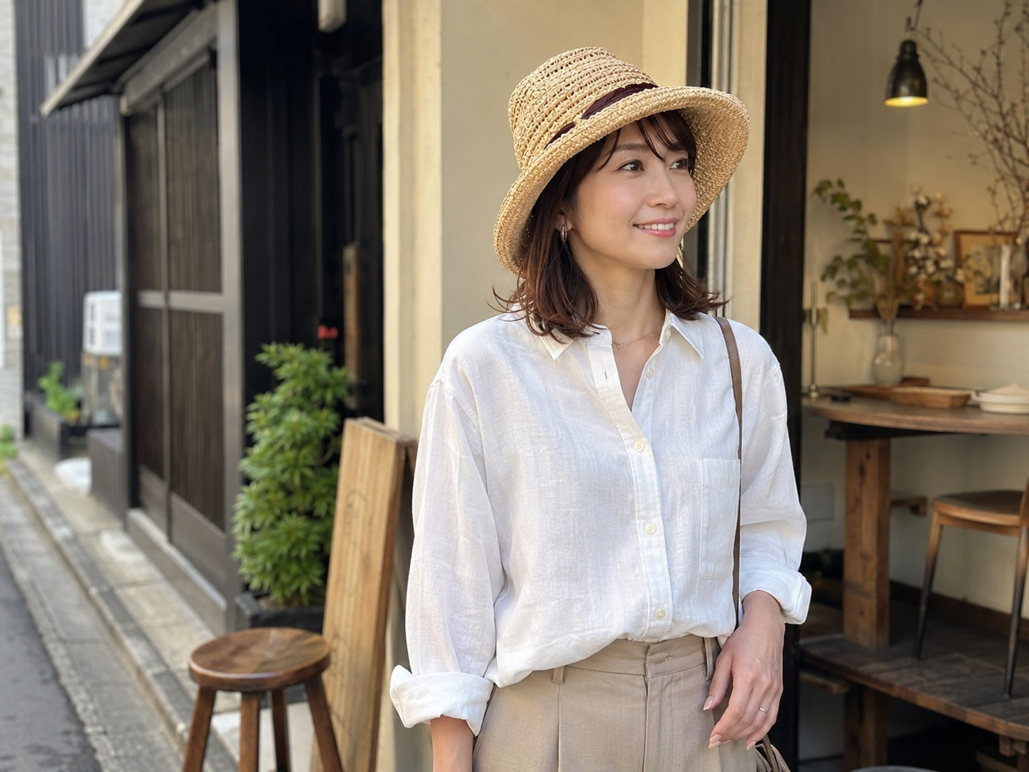 手編みペーパーハットで、夏の服装を軽やかに