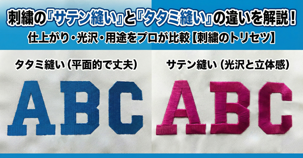 刺繍の仕上がりは「縫い方」で決まる!サテン縫いとタタミ縫いの違いを徹底解説