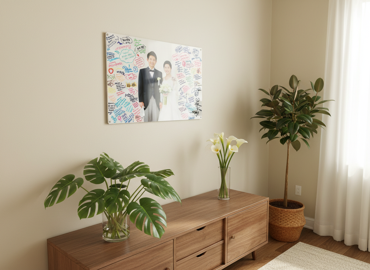 ゲストからの寄せ書きウェルカムボード、眠らせていませんか?スキャンして「色褪せないメタルパネル」に残