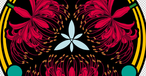 Restored Spider Lily family crest design.