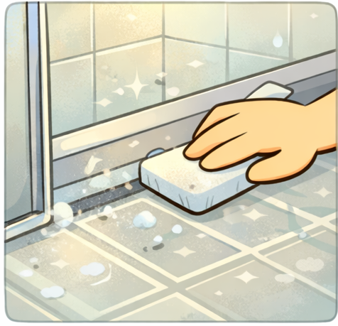 浴室ドアレール&床の角が黒くなる問題を解決!