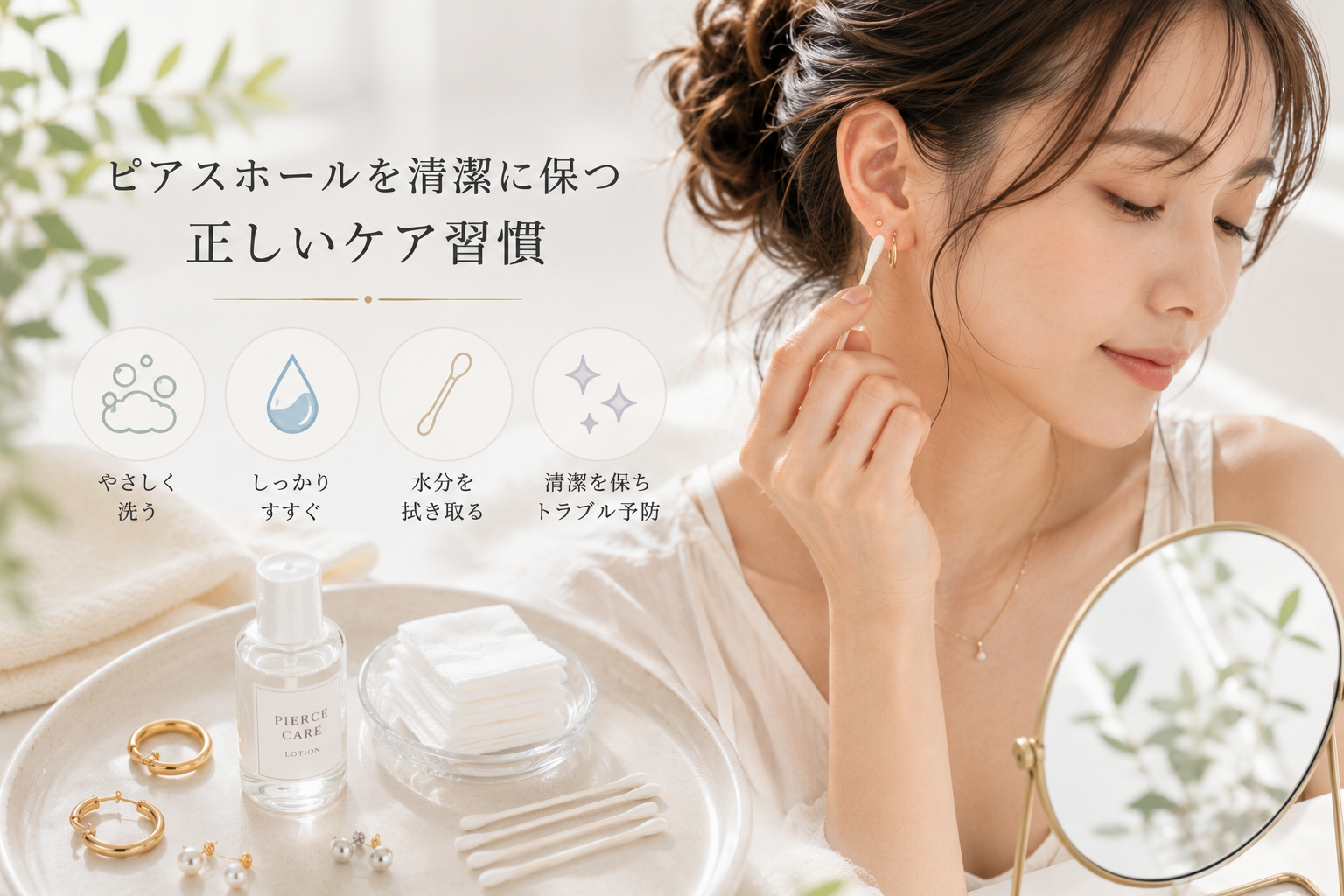 ピアスホールを清潔に保つ正しい掃除方法：健康的な穴を守るための完全な手引き