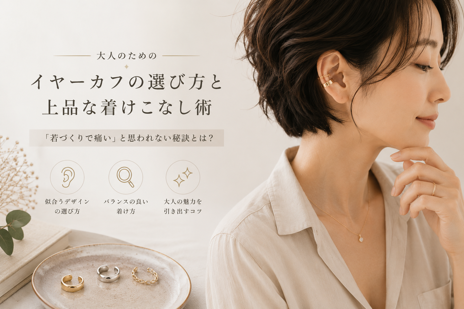 イヤーカフは「おばさん」見えしやすい？「若づくりで痛い」と思われないための大人の選び方と着け方