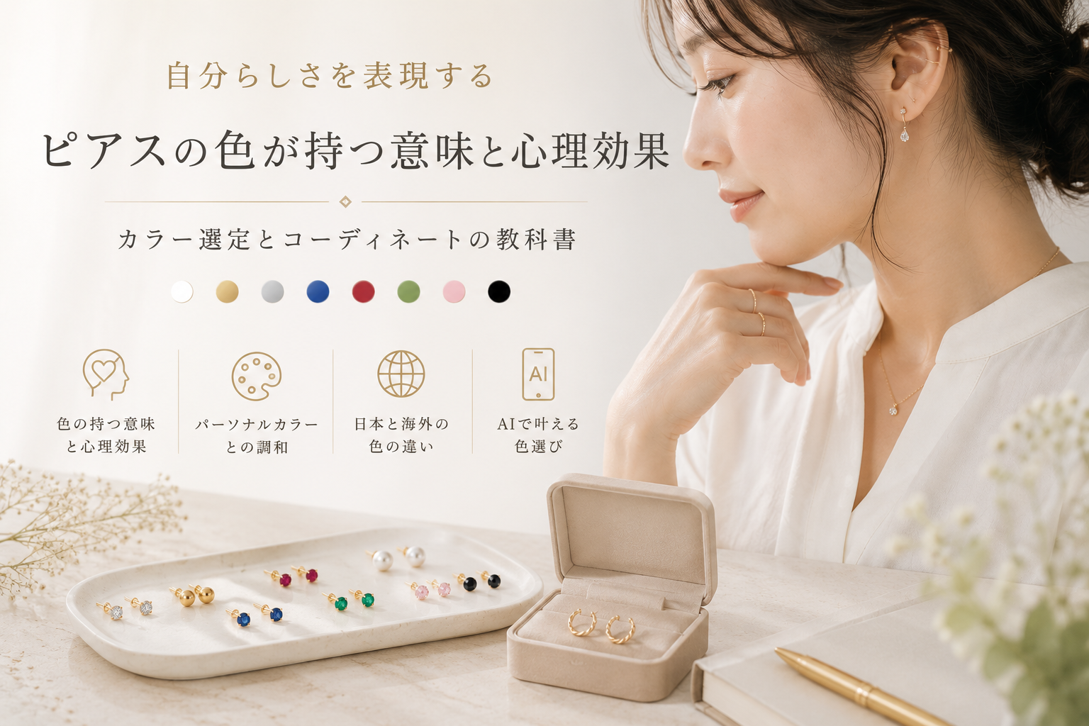 ピアスの色が持つ意味と心理効果：自分らしさを表現するカラー選定とコーディネートの教科書