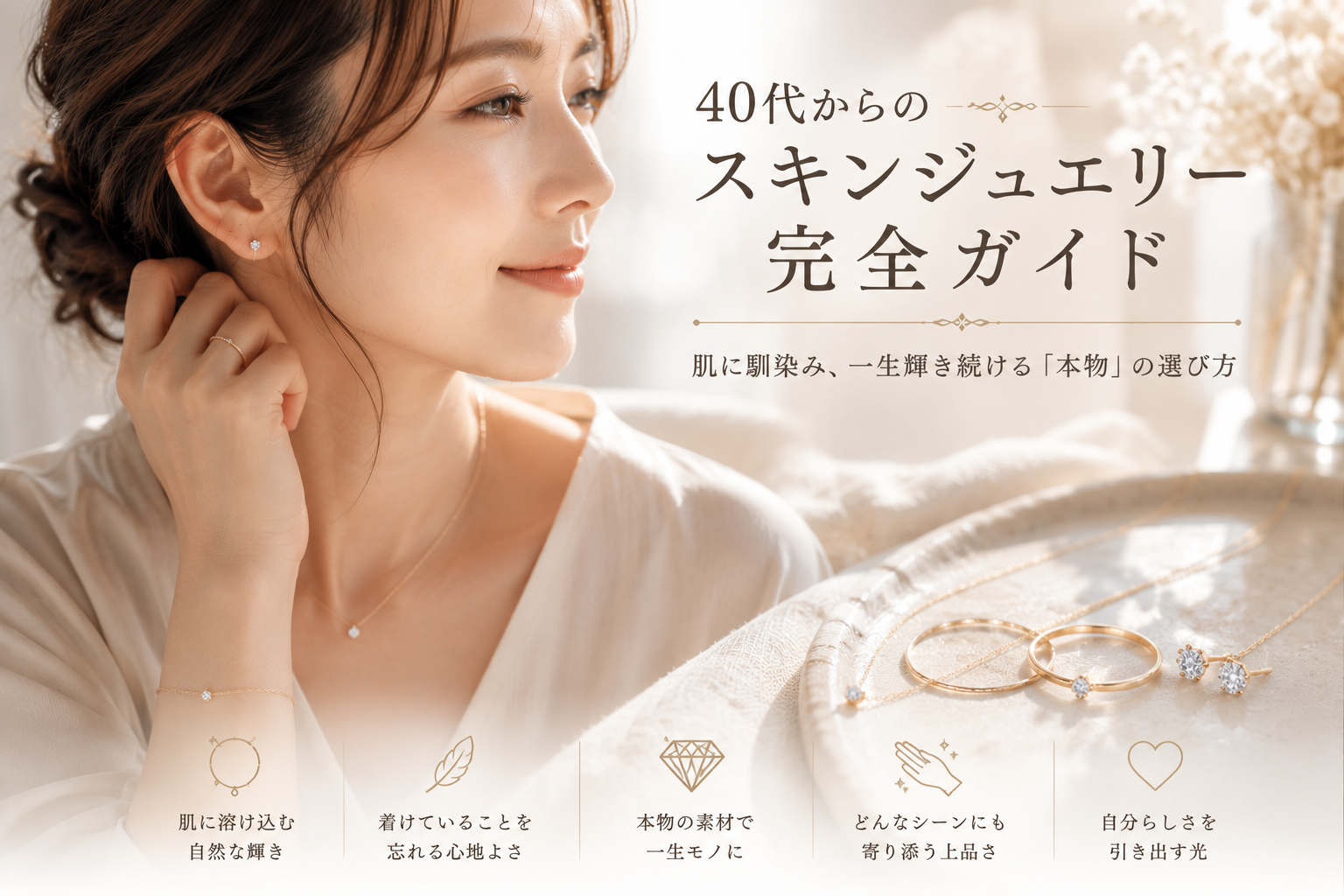 40代からのスキンジュエリー黄金ルール:肌に馴染み、一生輝き続ける「本物」の選び方