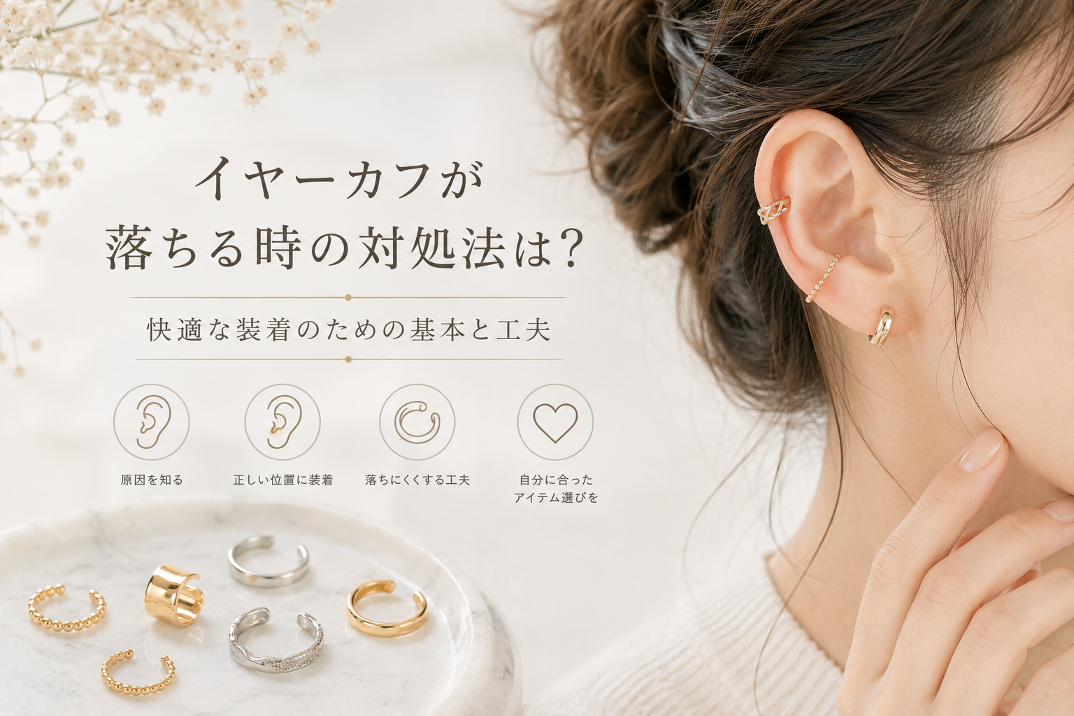イヤーカフが落ちる時の対処法は？快適な装着のための基本と工夫